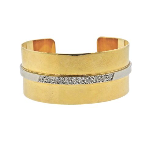 Cartier 18k Gold Diamond Cuff Bracelet