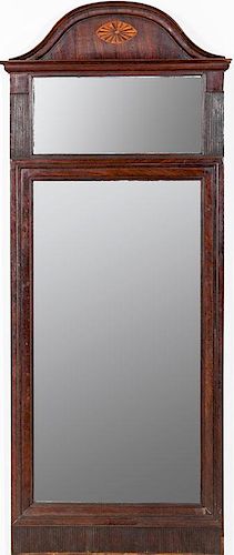 Danish Neoclassical Inlaid Mahogany Pier Mirror