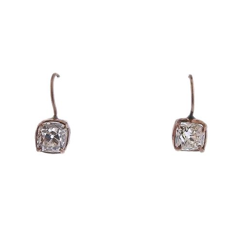 14k Gold 2.00ctw Old Mine Diamond Earrings