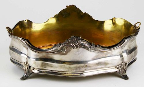 1920 Robert Linzeler- Paris .950 silver brass lined open serving dish, minerva mark, descending in t