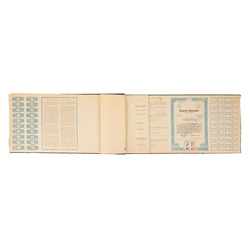 Libro de Acciones. Teneria Concordia. Sociedad Anónima. Capital Social $5000,000.  Valor $1,000.00. México, 1946.