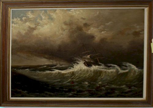Thomas Butterworth Sr (English 1768-1842) Ships in Distress o/c 28 x 36" ex Ted Church Collection