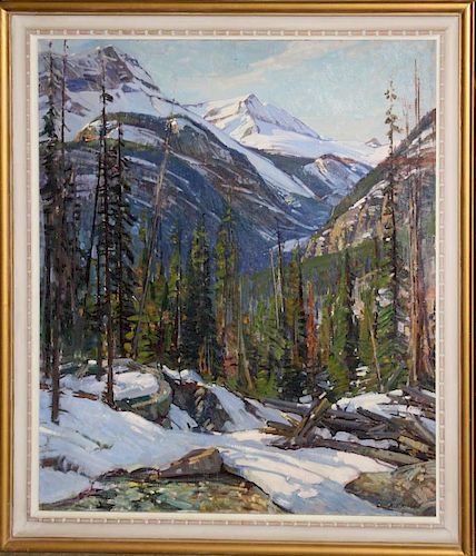 Aldro Hibbard (American 1886-1972) Canadian Rockies signed lower right 34 x 30" from a suite of pain