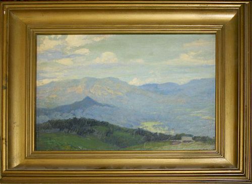 Charles Hoffbauer (American 1875-1957) Adirondack landscape-Summer o/c 12 X 16" signed lower right
