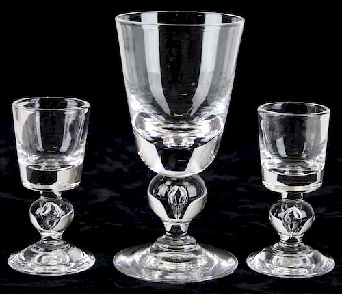 10 Steuben baluster teardrop stem blown crystal claret wine glasses, and 6 cordials 5.75", 3.75"