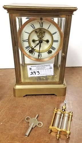 BRONZE AND CRYSTAL CASE ANSONIA CLOCK 9 3/4"H X 6 1/4"W X 5 1/4"D
