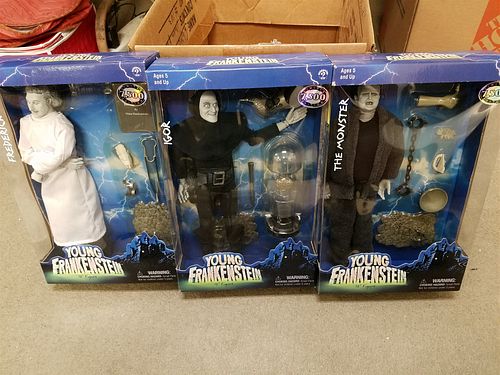 BX OF 3 BX'D YOUNG FRANKENSTEIN 12" FIGURES- IGOR THE MONSTER & FREDERICK