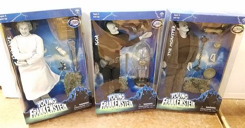 BX OF 3 BX'D YOUNG FRANKENSTEIN FIGURES- FREDEREICK, IGOR AND THE MONSTER