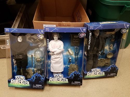 BX OF 3 BX'D YOUNG FRANKENSTIEN FIGURES- IGOR, THE MONSTER AND FREDERICK
