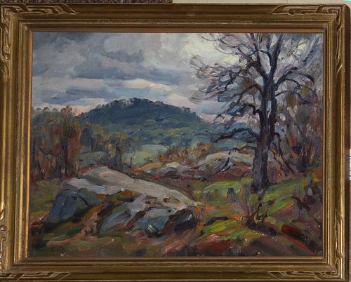 Thomas Curtin (Vermont 1899-1977) Gathering Storm o/b 16 x 20" estate stamped lower left