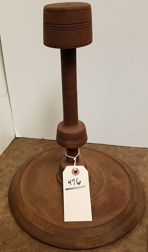 19TH C WOODEN HAT STAND 14"H X 11" DIAM