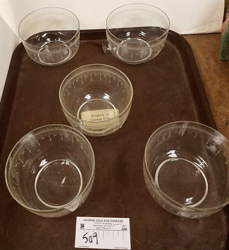 TRAY 5 ETCHED GLASS FINGERBOWLS