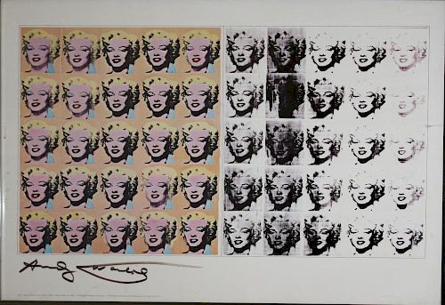 Andy Warhol (American 1928-1987) Marilyn Diptych- Shorewood Reproductions poster -studio signed by A