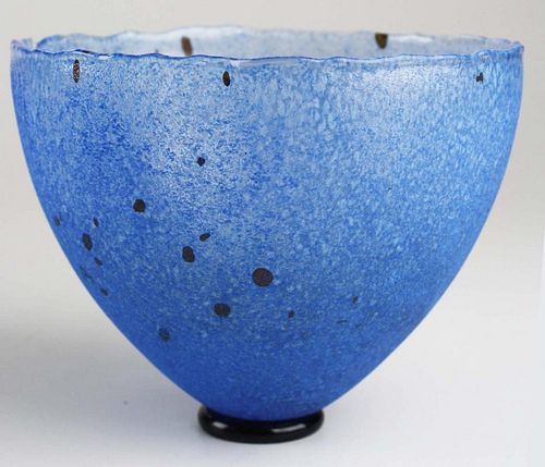 Kosta Boda Bertil Vallien studio glass bowl, signed & numbered, ht 5.25”, dia 6.75”