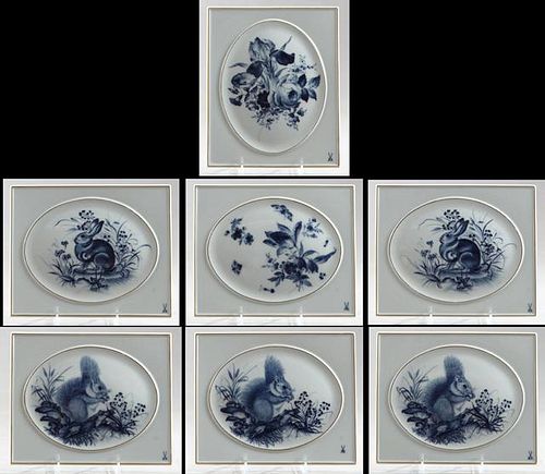 Group of Seven Meissen Porcelain Plaques, 20th c.,