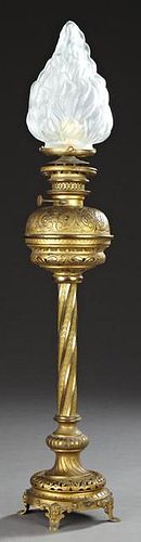 Belgian Brass Banquet Oil Lamp, c. 1870, by A.W. L