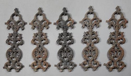 Five Large Cast Iron Balcony Standards, early 20th