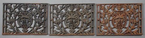 Three Cast Iron Rococo Revival Panels, 19th c., pr