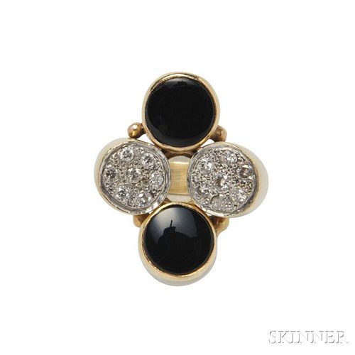 14kt Gold, Onyx, and Diamond Ring