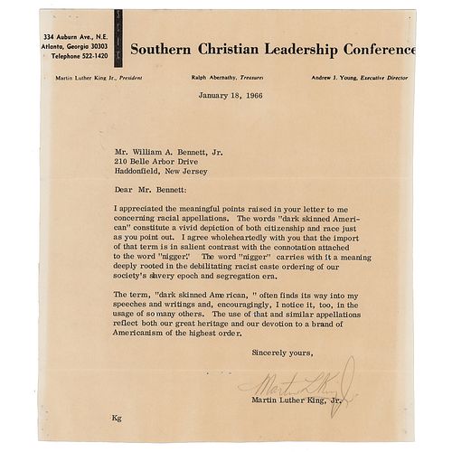 Martin Luther King, Jr. Typed Letter Signed