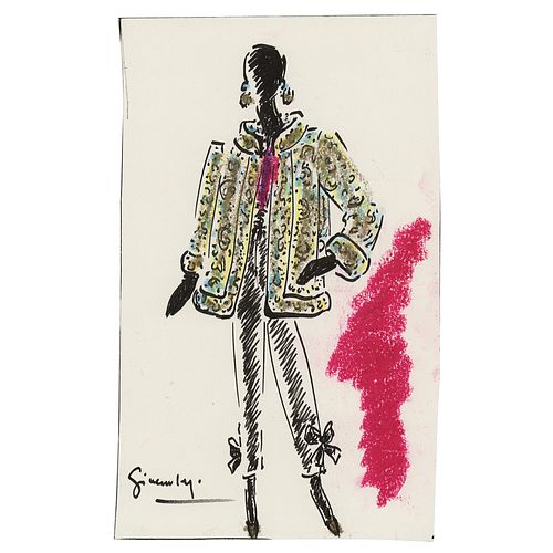 Hubert de Givenchy Signed Sketch