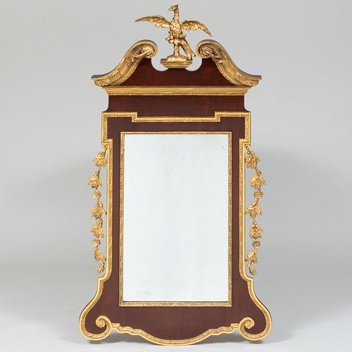 George III Style Mahogany and Giltwood Pier Mirror, in the Chippendale Taste