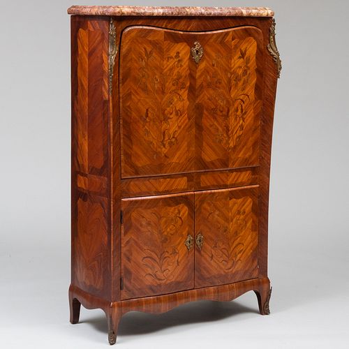 Louis XV Style Ormolu-Mounted Tulipwood and Kingwood Marquetry Secrétaire à Abattant