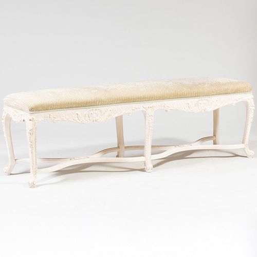 Louis XV Style Cream Painted Window Bench, of Recent Manufacture