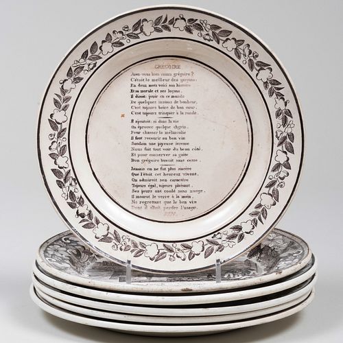 Group of Six French Creamware Plates