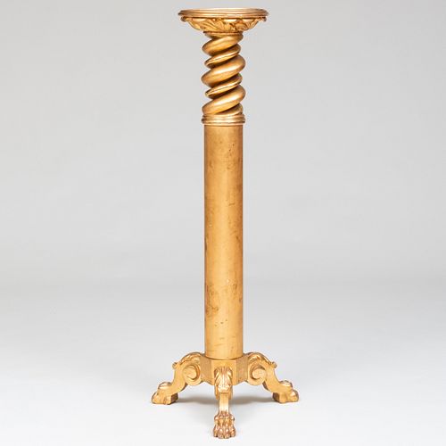Swedish Baroque Style Giltwood Pedestal