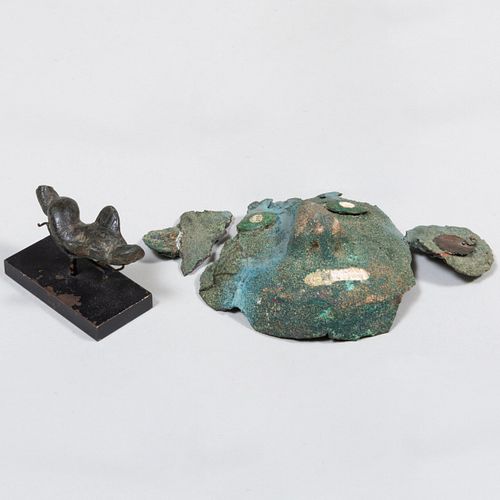 Patinated Metal Mask and a Partial Metal Finial