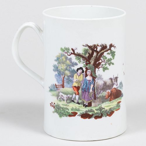 Large English Transfer Printed and Enriched Porcelain Mug