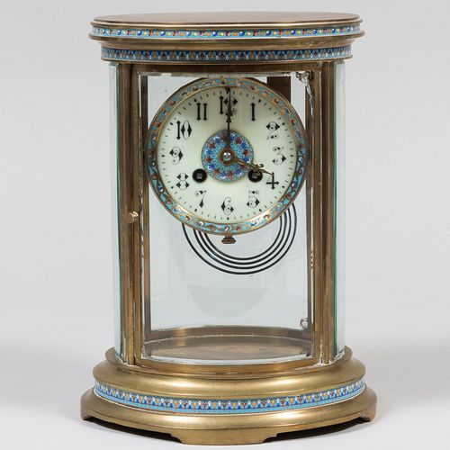 French ChamplevÃ© Enamel Pendulum Clock