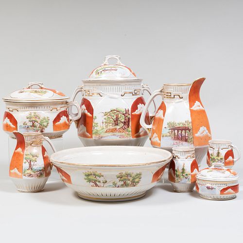 Group of Union Transfer Printed and Enriched Porcelain Wares