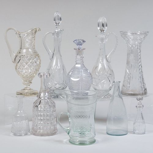 Large Group of Cut Glass Molded Table Wares