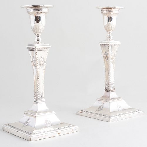 Pair of Edward VII Silver Candlesticks