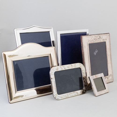 Group of Six Italian Silver and Silver Plate Picture Frames