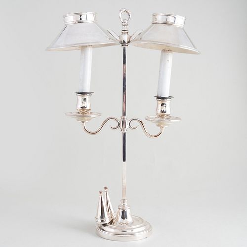 Silver Plate Two-Light Bouillotte Lamp