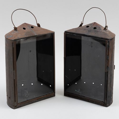 Pair of Early American Tin Lanterns