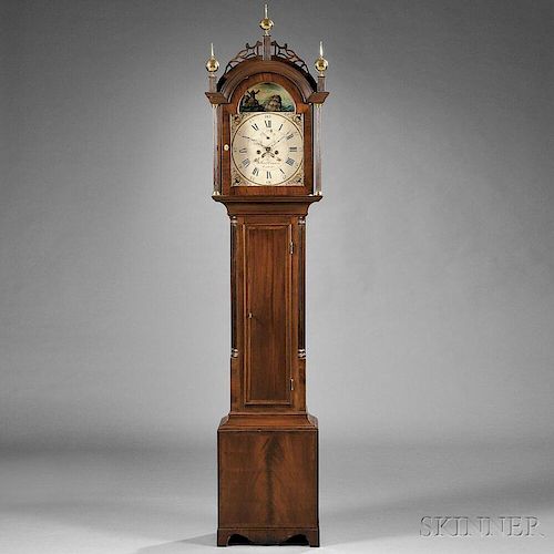 William Cummens Mahogany Tall Clock with Rocking Ship Automaton