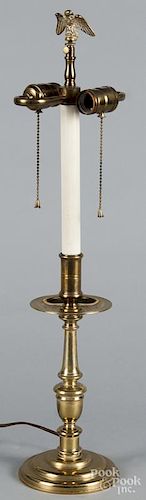 Colonial Williamsburg brass table lamp, 25 1/2'' h.