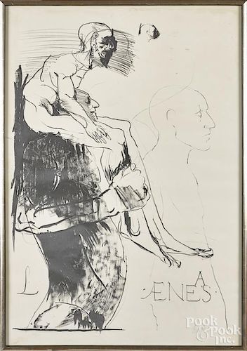Leonard Baskin (American 1922-2000), pencil signed lithograph, titled Aeneas, 33'' x 23''.