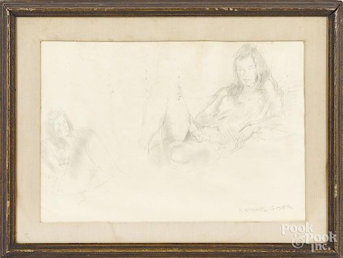 Raphael Soyer (American 1899-1987), pencil nude, signed lower right, 14'' x 20''.