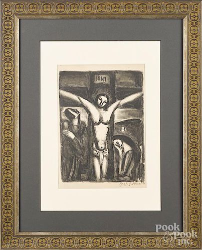 Georges Rouault (French 1871-1958), lithograph of Christ, signed lower right, 11 3/4'' x 8 3/4''.