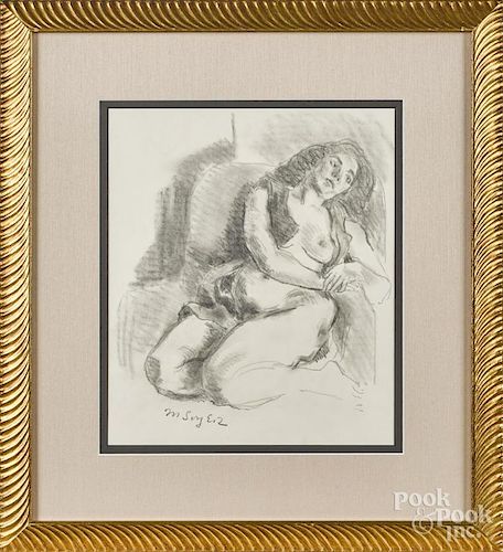 Moses Soyer (American 1899-1974), pencil nude, signed lower left, 15'' x 13''.