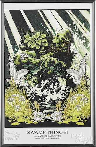Yanick Paquette, pencil signed comic art, titled Swamp Thing #1, 17'' x 11''.