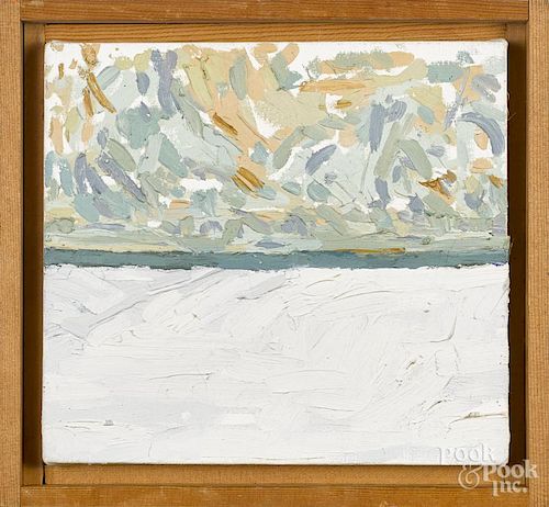 Sandy Walker (American, b. 1942), oil on canvas, titled Rain Over Jackson Hole, signed verso