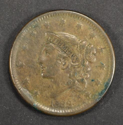 1838 LARGE CENT  VF/XF