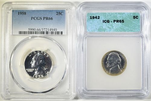 LOT OF 2 GRADED TYPE COINS: