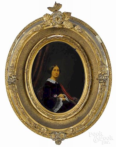 Victorian gouache enhanced photo of Ann Ruffner Howell, 8'' x 6''.